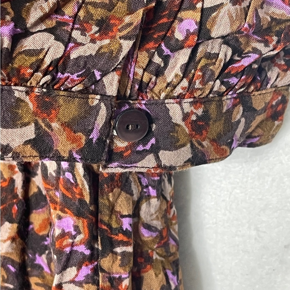 Natural Life Sage Tiered Floral Maxi Dress Red Brown Medium Bohemian Comfy Hippy - Picture 8 of 10